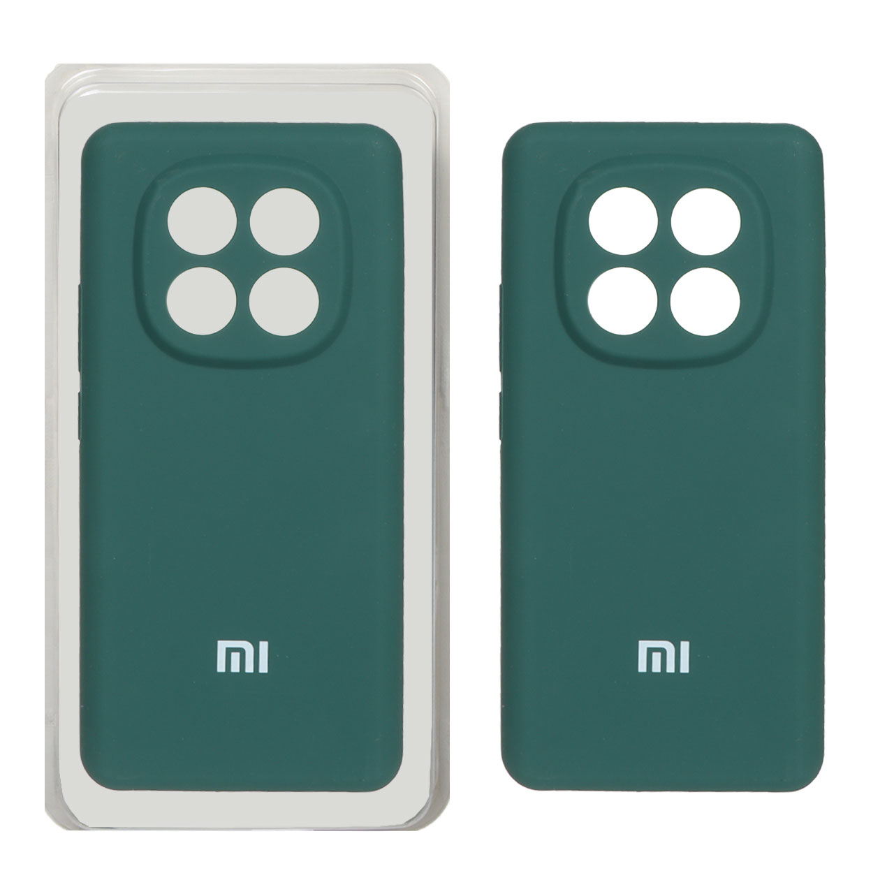 قاب سیلیکونی پاک کنی محافظ لنزدار اورجینال Xiaomi Redmi Note 14 Pro Plus 5G - سبز تیره (پک اصلی)